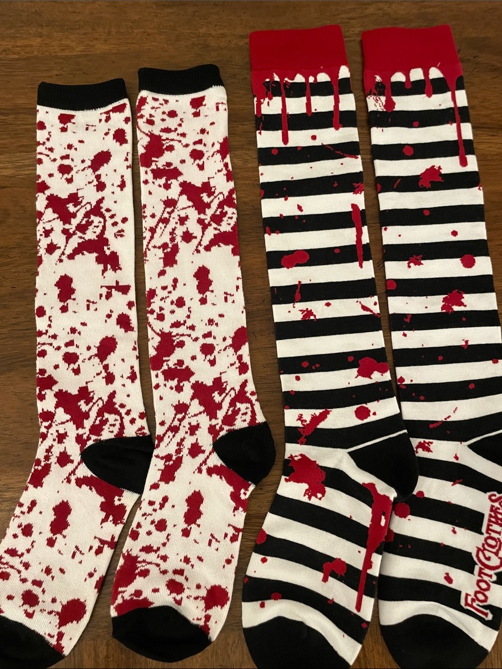 Women's Knee-High Socks — Red Splatter & Black Stripe Set
